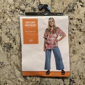 Women’s Sanctuary Sweetheart/Carole Baskin Sz Large 10/12 Top & Flower Crown NEW
